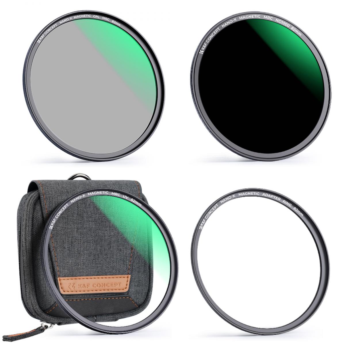 MCUV+CPL+ND1000+Adapter Ring Magnetic 4 in 1 Lens Filter Kit Waterproof Scratch-Resistant Anti-Reflection with Filter Pouch