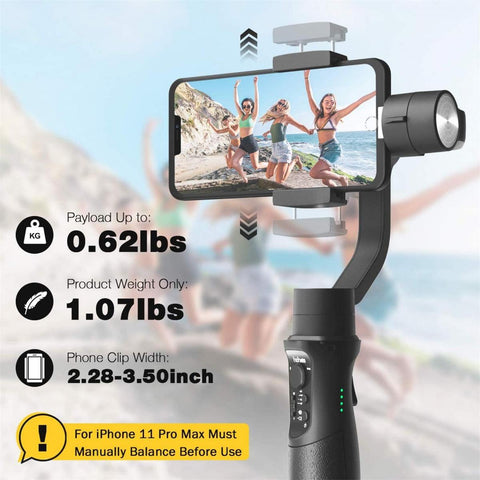 Hohem iSteady Mobile Plus for iPhone 12 11 PRO MAX X XR XS Smartphone Vlog Youtuber Live Video Recording 3 Axis Gimbal Stabilizer with Motion Start Mode Facial Object Tracking Motion Time Lapse Black