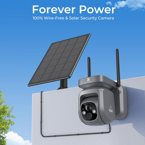 WIFI solar security camera System solar camera PIR human sensor + 2-Way Audio Built-in Battery 9600mAh AI Human Detection 2K Infrared Night Vision 8m/26ft black