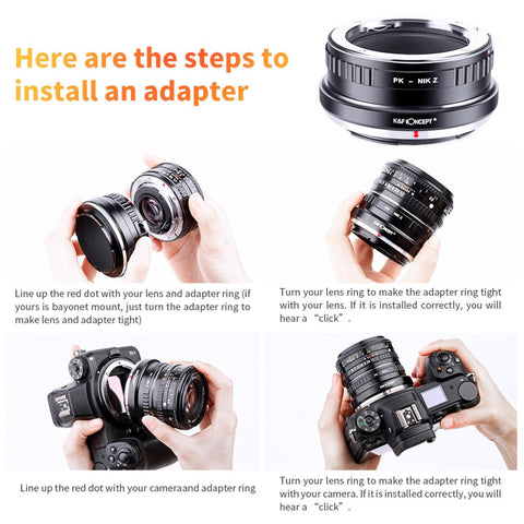 Pentax PK Munt Lens to Nikon Z6 Z7 Camera K&F Concept Lens Mount Adapter