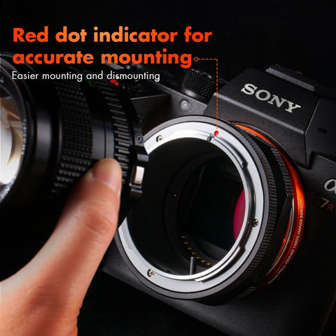 FD to E Mount Lens Mount Adapter for Canon FD FL Mount Lens to E NEX Mount Mirrorless Cameras with Matting Varnish Design for Sony A6000 A6400 A7II