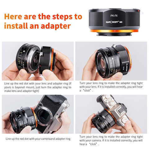 Pentax PK Mount Lens to Fujifilm Fuji X-Series X FX Mount Cameras PK-FX K&F Concept M17115 Lens Adapter