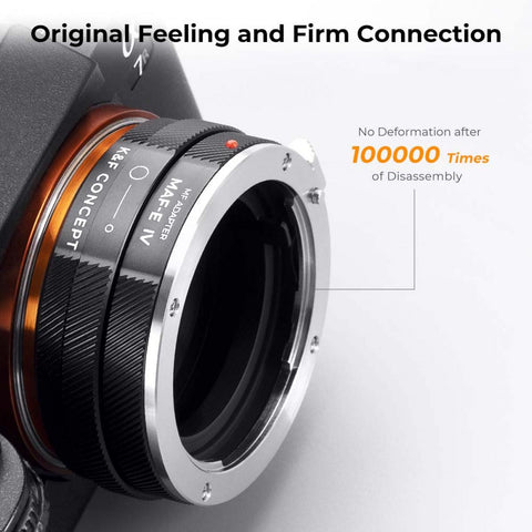 K&F Concept Sony Alpha A and Minolta AF Lens Mount to Sony E Camera Body Adapter Ring, matte lacquer, MAF-E IV PRO
