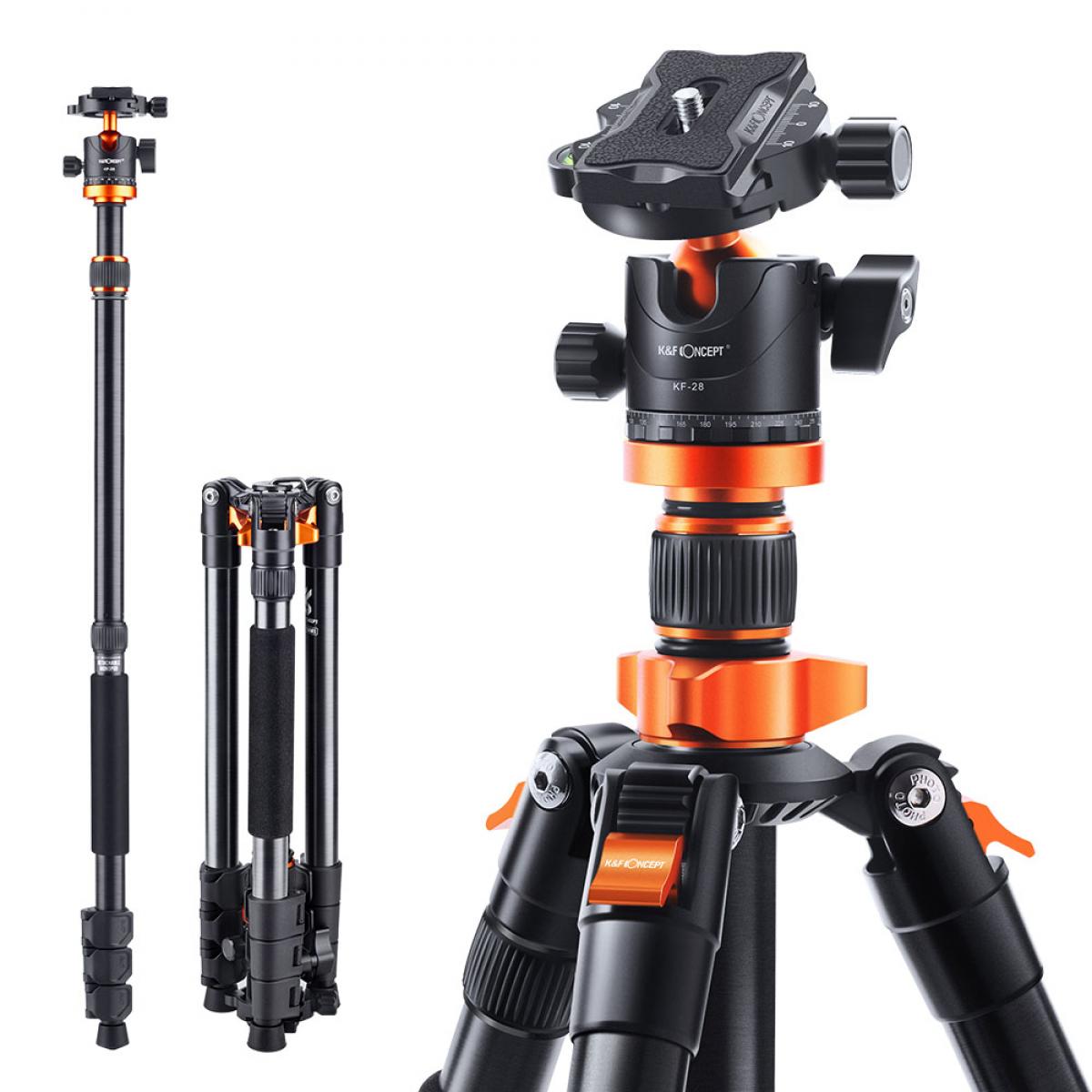 62''/1.6m Aluminum Tripod Detachable Monopod with Quick Release Plate, Ball Head and Compact Travel Carrying Bag SA254M1 for DSLR K254A1+BH-28L (SA254M1)