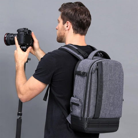 Large Camera Backpack DSLR/SLR Camera Bag Fits 15.6 Inch Laptop 18L with Tripod Holder&Laptop Compartment Compatible with Canon/Nikon/Sony/Olympus Dark Grey