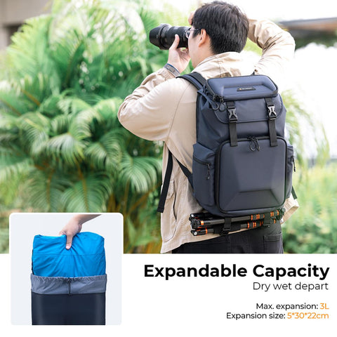 15.6" Camera Backpack Bag 25L with Laptop Compartment for DSLR/SLR Mirrorless Camera Case for Sony Canon Nikon Camera/Lens/Tripod Parts, Blue