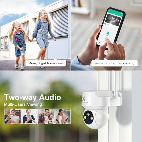 WIFI outdoor security camera outdoor camera 2K Ultra HD picture Audible alarm IP66 waterproof two-way voice Night Vision Range 8m/26ft