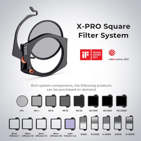 100*100*2mm Full Color ND8 Square Filter with Protective Frame, HD Optical Glass Waterproof ND Light Reduction Filter - X-PRO Series