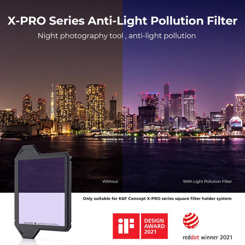100*100*2mm Anti-light Pollution Square Filter with Protective Frame, HD Optical Glass Waterproof ND Light Reduction Filter - X-PRO Series