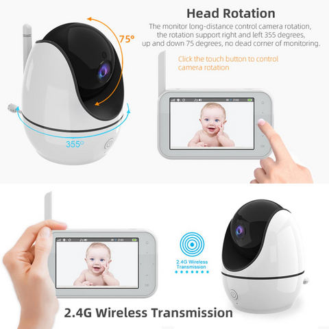 720P 4.5" HD Display ABM200S Video Baby Monitor with Night Vision and 12Hrs Batteries