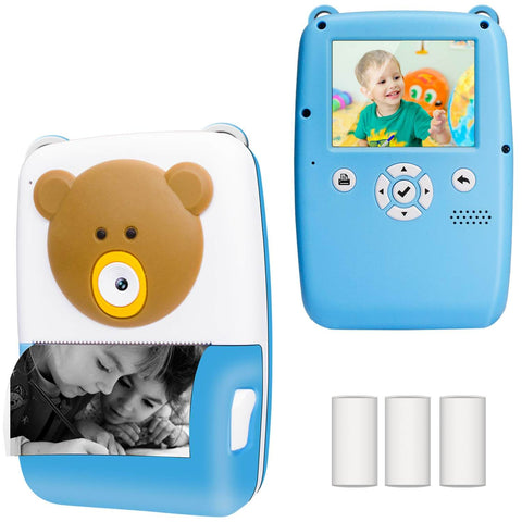 Instant Camera for Kids,Kids Camera with Print Paper,2.4 Inch TFT,Puzzle Game,USB Rechargeable,1080P HD Video 12MP Kids Digital Camera,Creative Print Camera Best Gift for Boys Girls