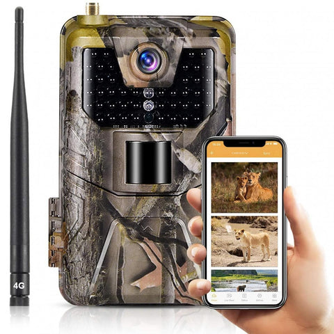 LTE 4G Cellular Trail Cameras 30MP 4k Live Video Wireless Camera for Wildlife Monitoring with 120°Detection Range Motion Activated Night Vision Waterproof