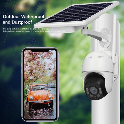 Wireless Outdoor Security Camera Solar Power 2-way talk PTZ Security Intercom Video Camera, 1080P Full-colour Night Vision CCTV Surveillance Camera