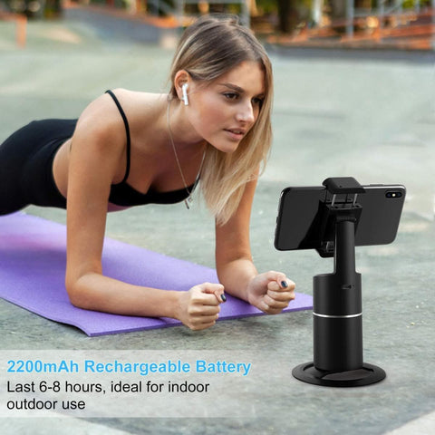 360° face tracking phone holder, no APP, fast face tracking, desktop tripod for selfie Vlog real-time video, YouTube TIk Tok, iPhone and Android universal holder, indoor and outdoor use time is 6-8 hours