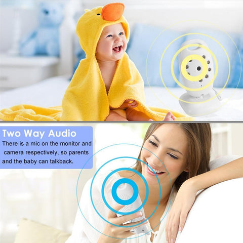 Video baby monitor wireless camera + 2 way intercom audio + night vision + temperature sensor + 8 lullaby + 2 inch LCD screen + baby pet monitoring monitoring audio for home security, no need for WiFi VB601