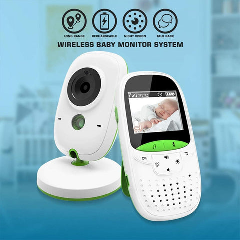 Video baby monitor-wireless remote camera, night vision, temperature monitoring and portable 2" color screen VB602