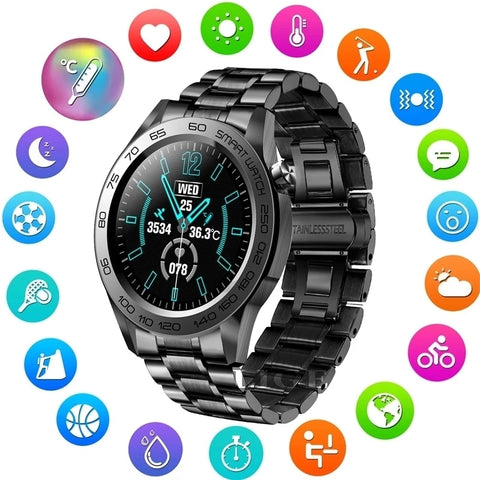 Smartwatch For Men(GPS Sport track recording/Full Touch Fitness Watches Thermometer/Heart Rate Monitor)